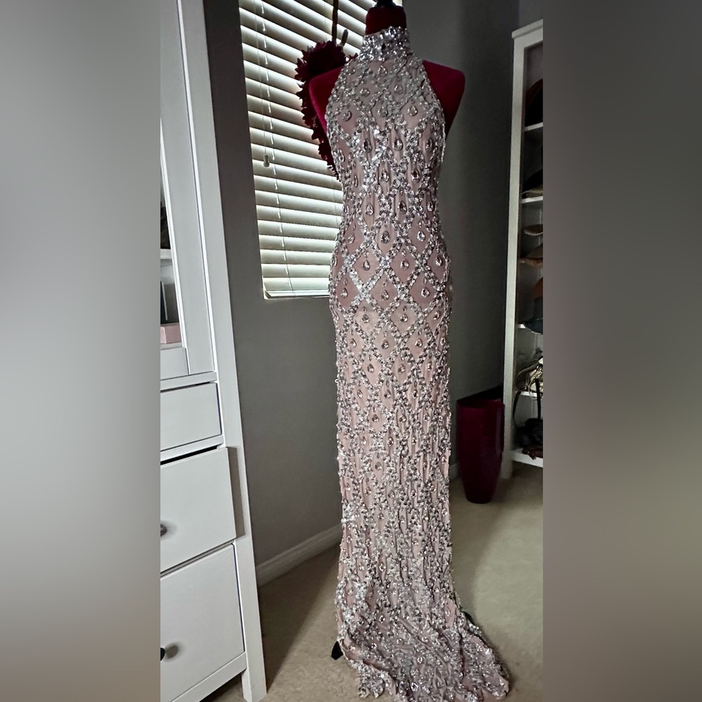 Glamorous Pink and Silver evening  Gown